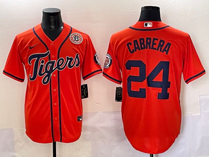 Men 2025 Detroit Tigers #24 Cabrera Orange Game Nike MLB Jersey style 5